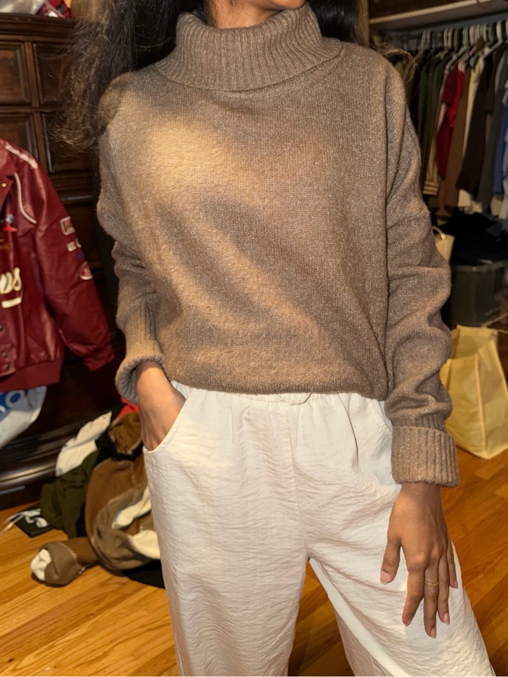William Rast Taupe Cowl Neck Sweater